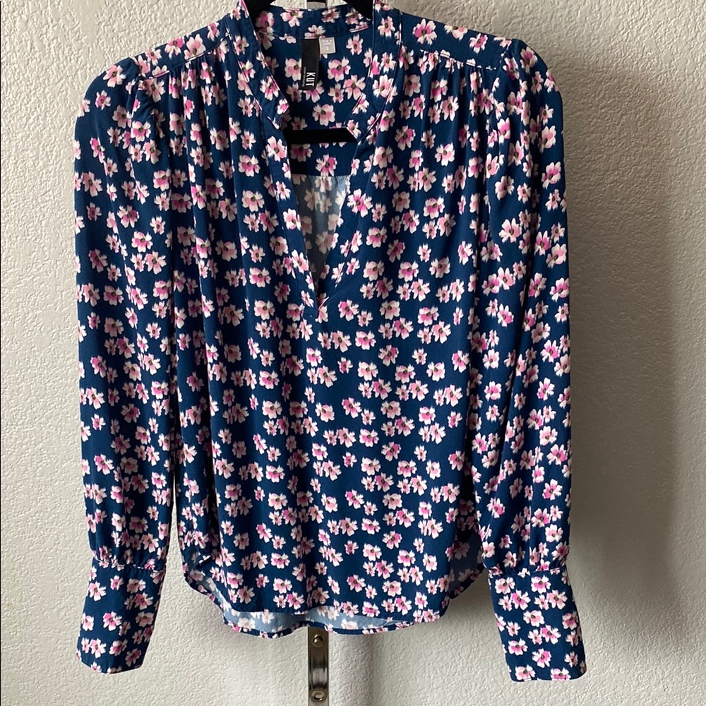 KUT From the Kloth Floral Blouse pull over small long sleeve